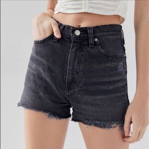 BDG Girlfriend  Washed Blacked Distressed raw Hem 
High-Waisted Denim Shorts 29